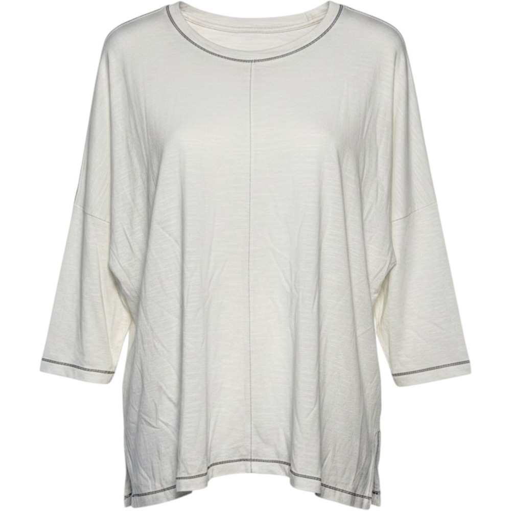 Mersea White Cotton Slub Oversized Long Sleeve Top Contrast Stitch One Size